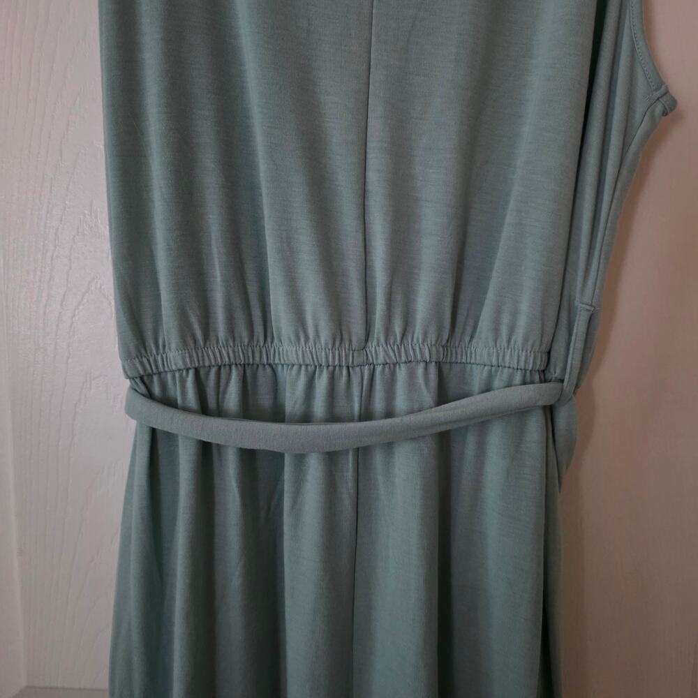 Zenana Outfitters Dusty Sage Tulip Hem Belted Sleeveless Maxi Dress size XL - Picture 3 of 7
